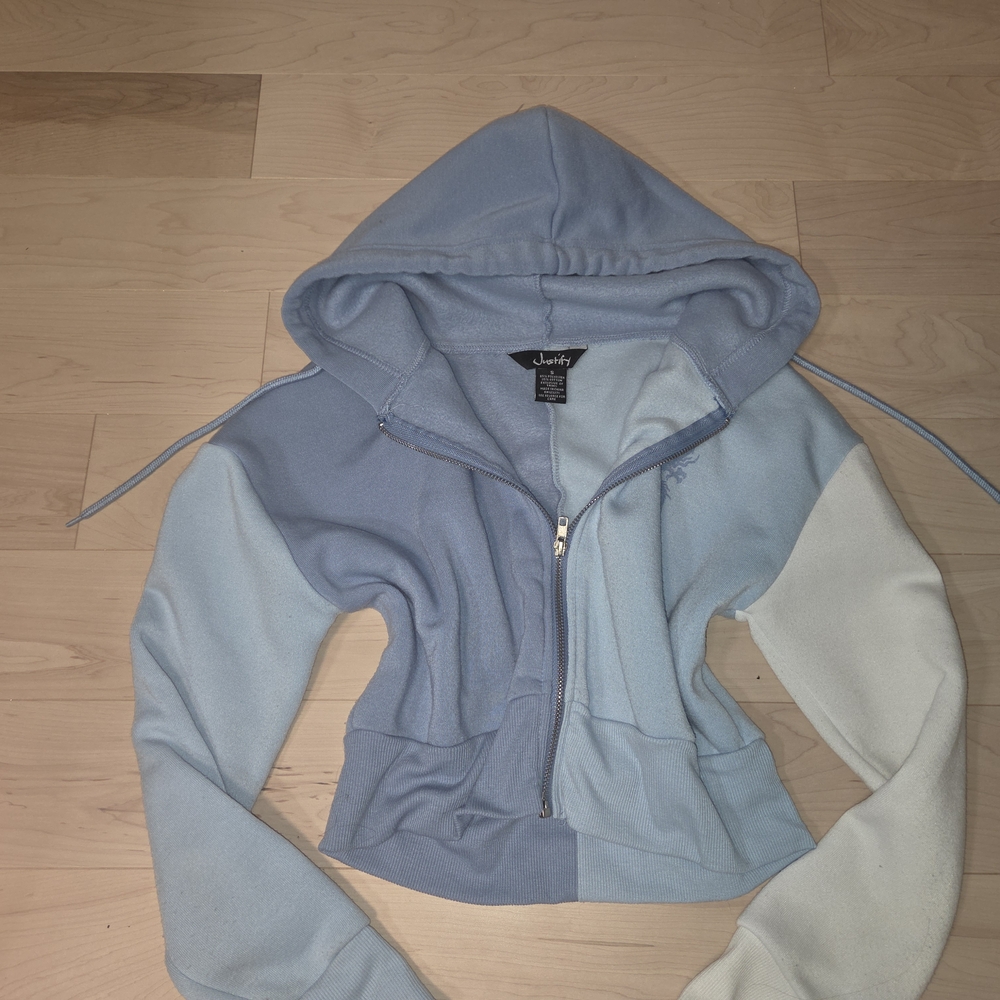 Justify Two-Tone Blue and White Kids Hoodie